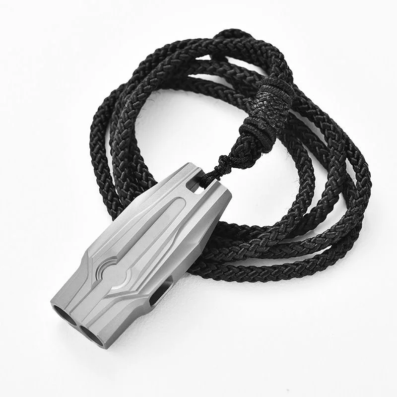 Titanium Alloy High Decibel Double Tube Whistle Outdoor Camping Survival Portable Multifunctional EDC Whistle Survival Equipment