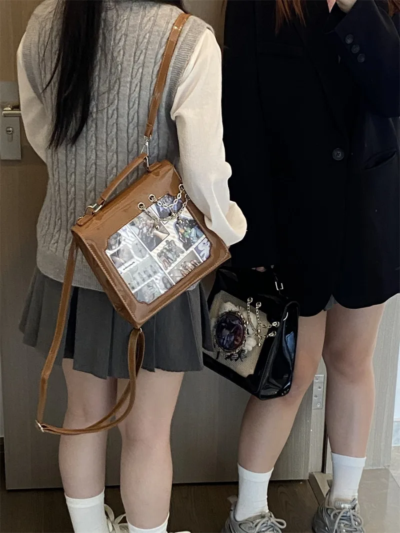 Square Ita Mochila Transparent Xrossbady Mochilas Mujer Youth Original School Bag Chain Backpack 2025 New Bags for Women 3