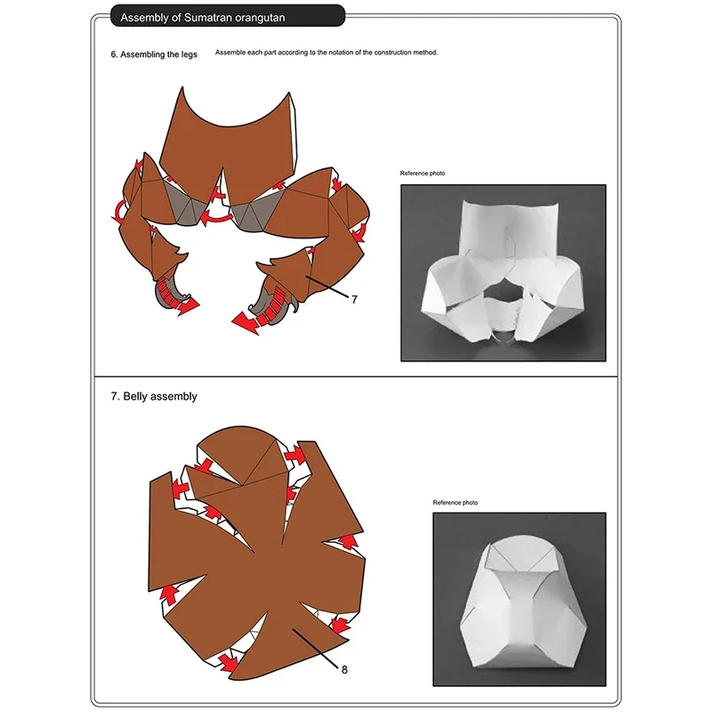 Sumatran Orangutan Origami Art Mini 3D Folded Paper Model Papercraft Animal Figure DIY Kids Adult Handmade Craft Toys QD-282