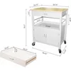 Kitchen Island Cart on Wheels with Drawer, Storage Cabinet, Shelf and Natural Bamboo Top Butcher Block 5