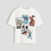Cartoon Fashion T-shirt Cute Print Short Sleeve Crewneck Tops Boys Baby White Tees 2024 Summer Wear Casual Loose Tees For Kids 1