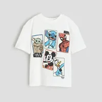Cartoon Fashion T-shirt Cute Print Short Sleeve Crewneck Tops Boys Baby White Tees 2024 Summer Wear Casual Loose Tees For Kids 1
