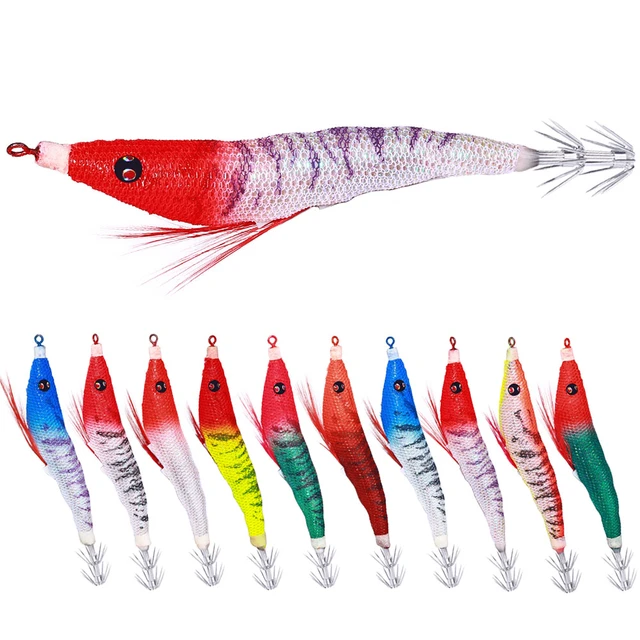 10PCS 10Pcs/lot Luminous Pesca Eging Squid Lure for Fishing Wood