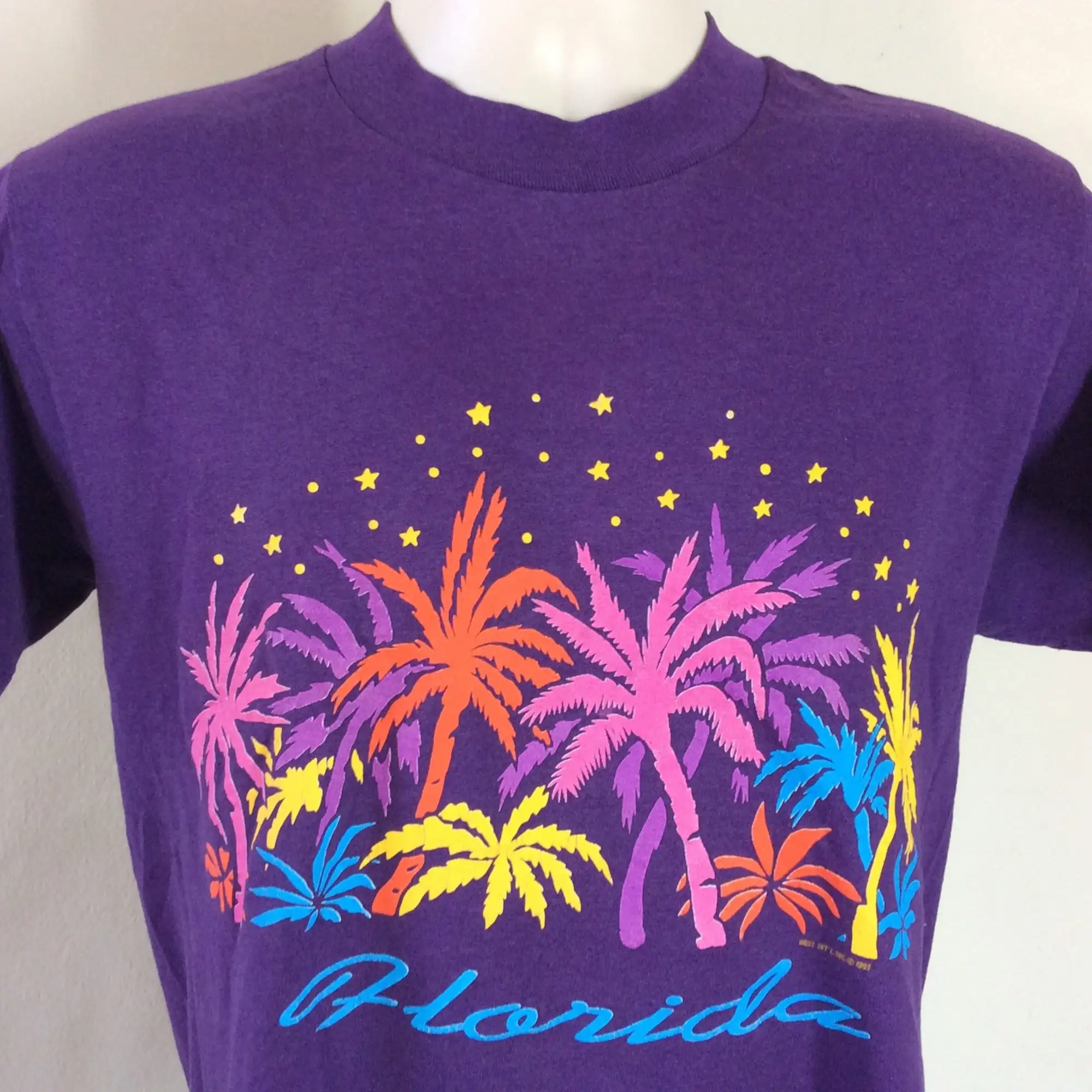 Vtg 1993 Florida Tshirt Viola M Anni '90 Palme Souvenir Turismo 50/50