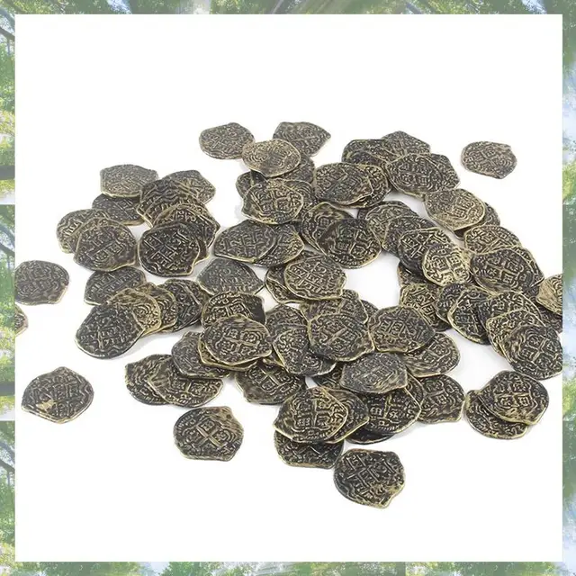 T84C-600 Pcs Plastic Gold Coins Pirate Coins Kids Play Coins For Pirate Party Treasure Chest Games Tokens Toys Cosplay 3