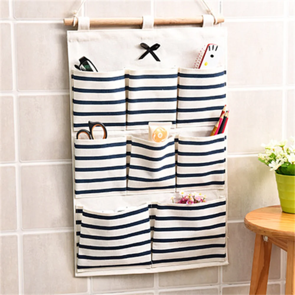 Description Picture 3 of itemLinen Wall Clothes Hanging Bag Makeup Cosmetic Sundries Organize box Kitchen Bathroom Storage bags Tool