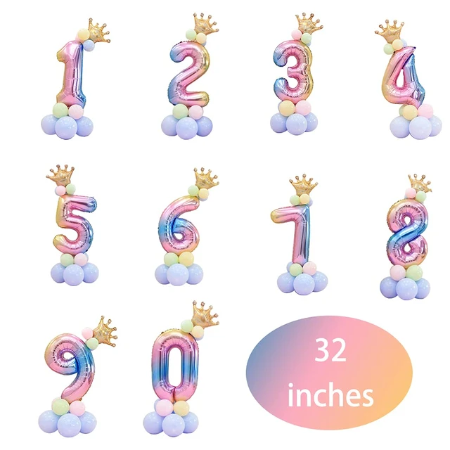 Palloncini Foil numero arcobaleno 32 pollici palloncini compleanno bambini  adulti Set festa di buon compleanno Baby Shower decorazione Air Globos -  AliExpress