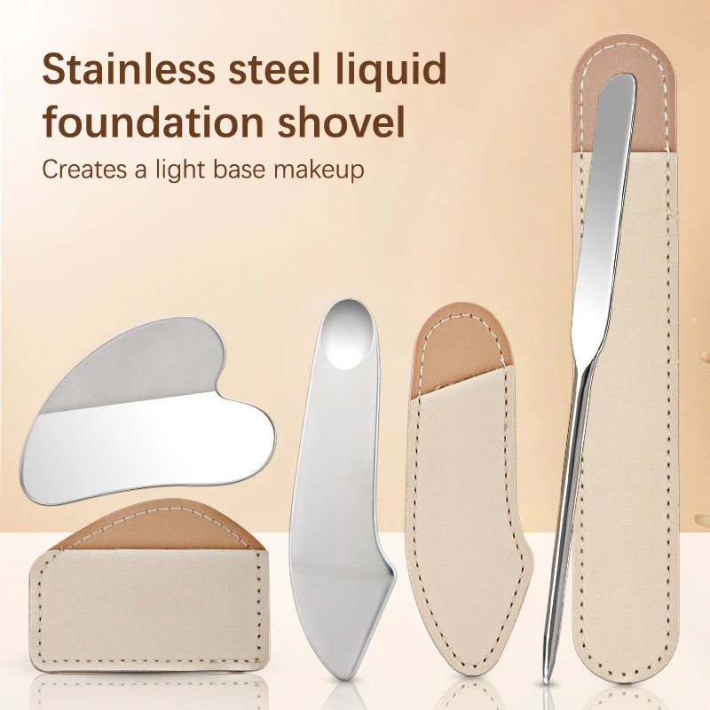 

Stainless Steel Foundation Spatula Mask And Eye Cream Spoons Multi-Functional Facial Scraping Metal Beauty & Skin Care Tools Set