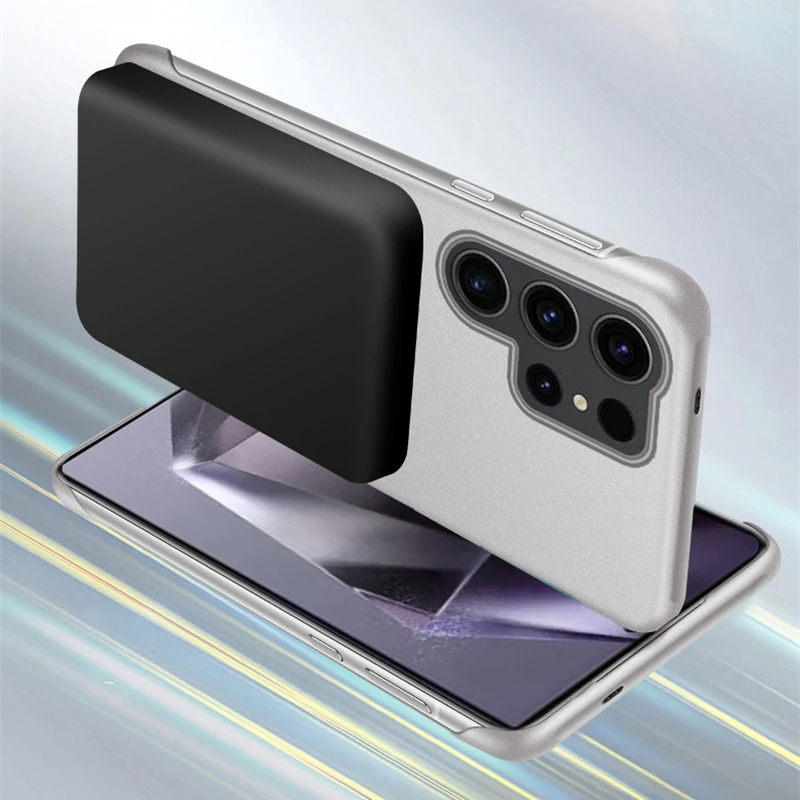 Matte Metallic Frameless PC Hard Phone Case with Magnetic Wireless Charging Capability