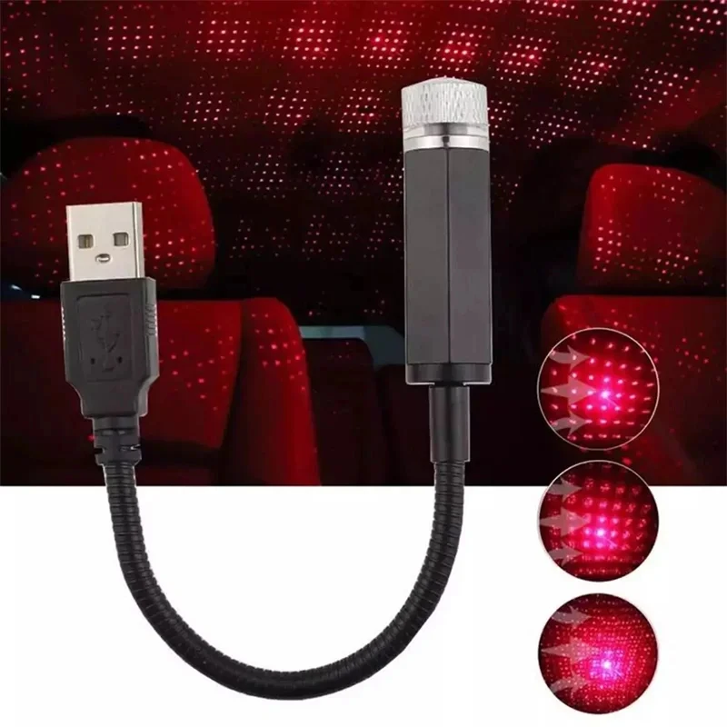 LED Light Projector 2pcs Mini LED Car Roof Star Night Light Projector Atmosphere Galaxy Light USB Decoration