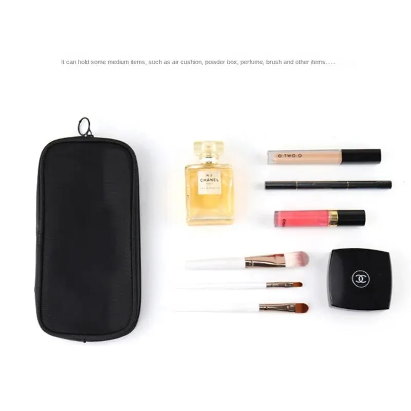 New Mesh Transparent Cosmetic Bags Small Large Clear Black Makeup Bag Portable Travel Toiletry Organizer Lipstick Storage Pouch 2