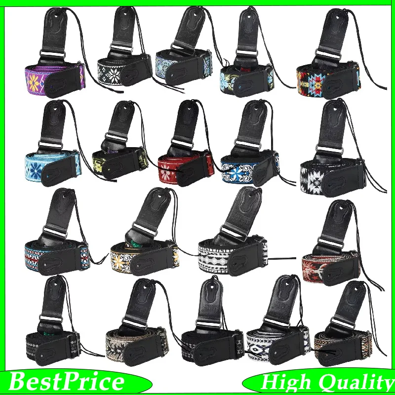 Premium Leather & Cotton Guitar Strap with Picks - High-Quality Instrument Accessory