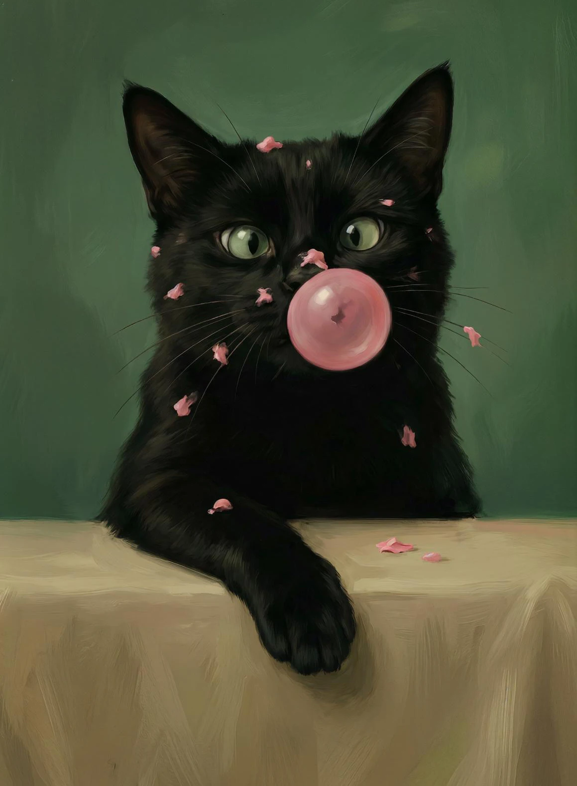 Charming Black Cat & Desserts Art Canvas