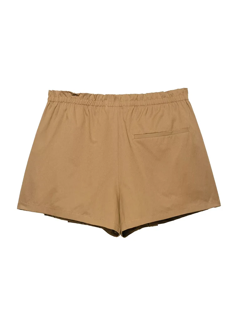 2025 New Women High Waist A Line Shorts Skirts Fashion Solid Color Buttons Decoration Chic Side Pocket Female Skirt Shorts