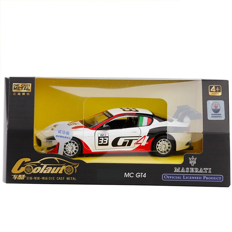 1/32 Diecast MC GT4 Alloy Car Model With Light And Music Pull Back White Rally Kids Toys For Children Original Box Packaging | Игрушки и