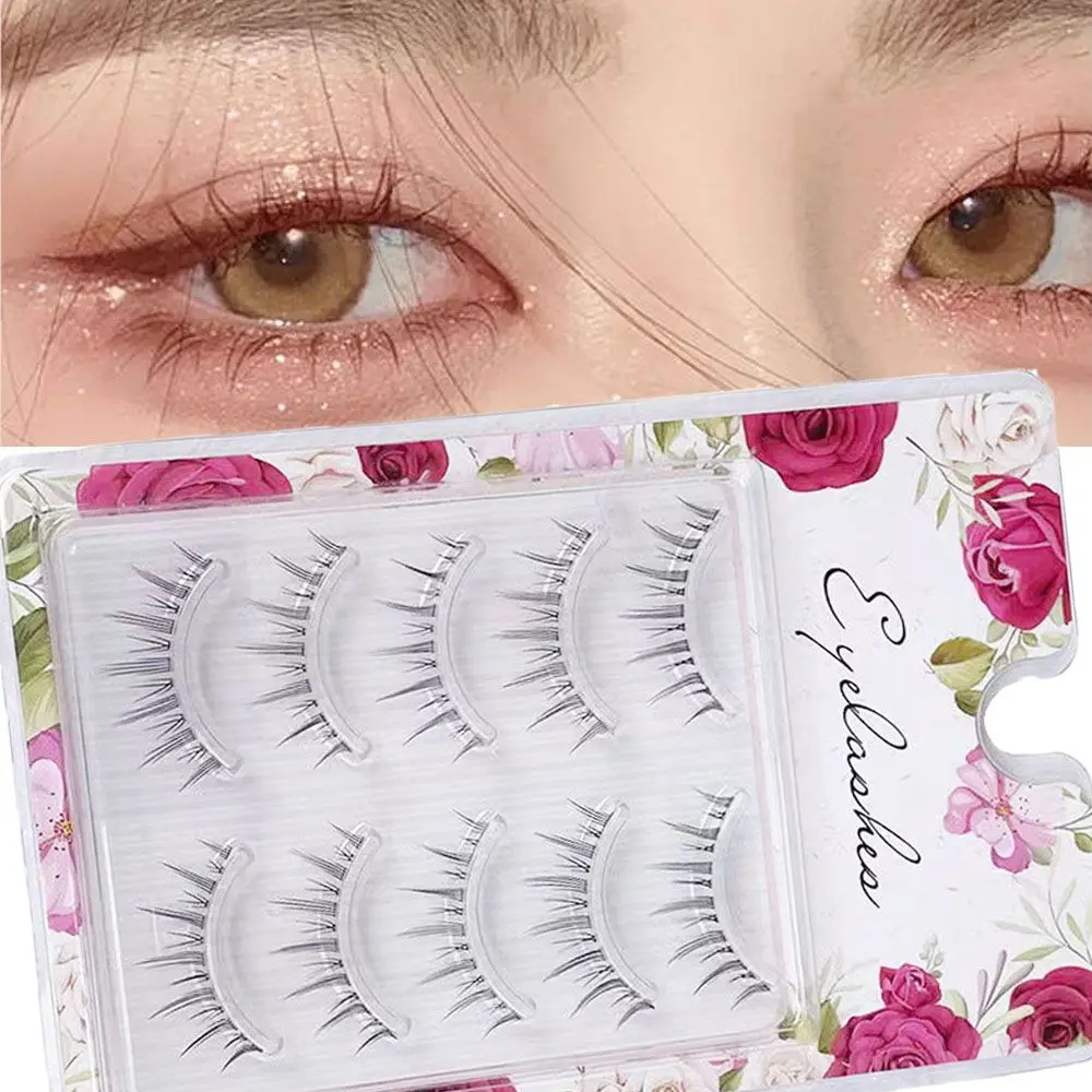 

5Pairs Beginner Makeup Tools Handmade Natural Simulated Little Devil 3D Mink Hair False Eyelashes Thin Transparent Stem