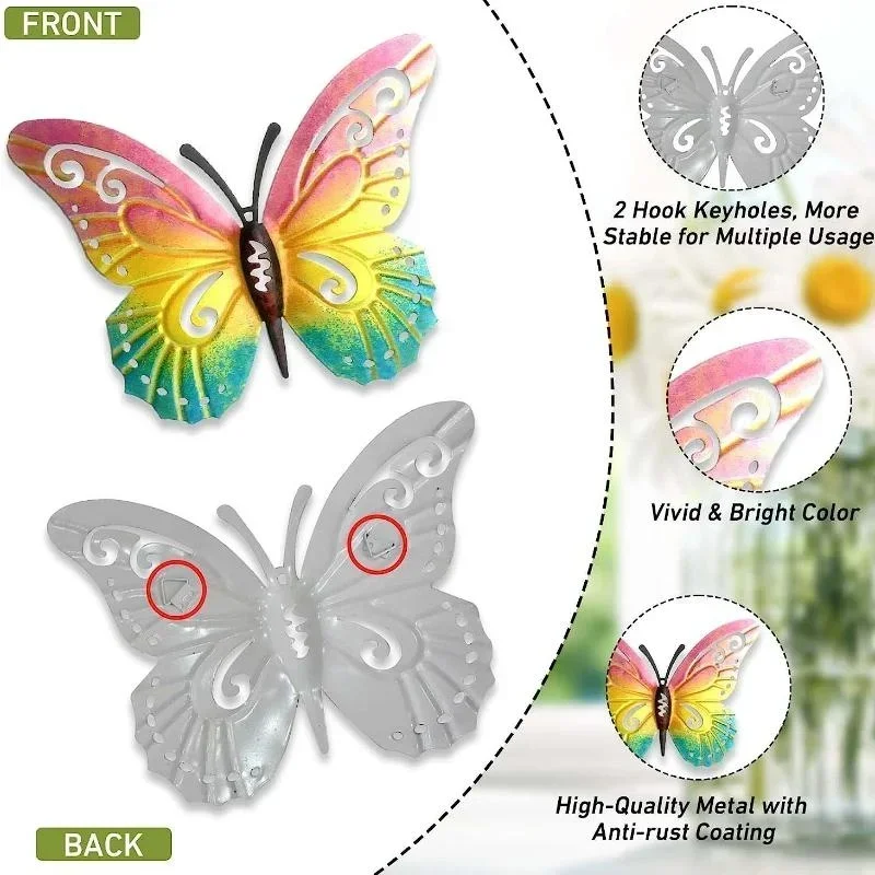 Garden Decoration Metal Butterfly Outdoor Large Wall Art Home Decor Beauty Butterfly On The Wall Fence Shed Wall