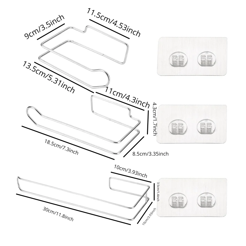 Durable Stainless Steel Tissue Roll Holder Practical Kitchen Paper Towel Rack Perforation-Free Lazy Rag Hanging Rack for Bedroom