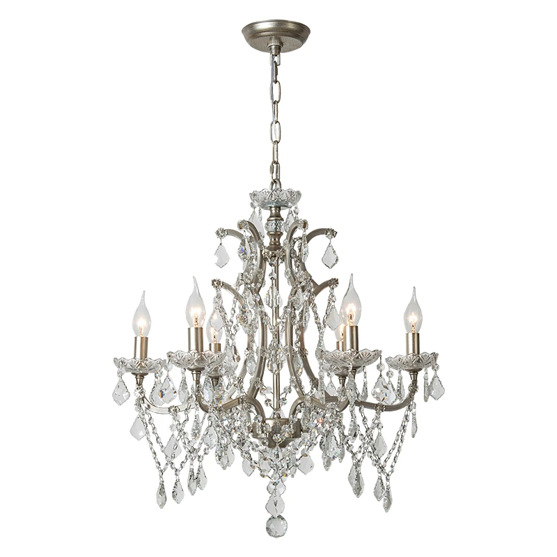 

Modern Chandelier American Living Room Dining French Retro Crystal Hanging Lamp European Villa Princess Bedroom Indoor Decor