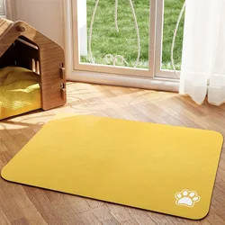 Absorbent Pet Feeding Mat - Easy - to - Clean, Quick - Dry Placemat - L (YELLOW)