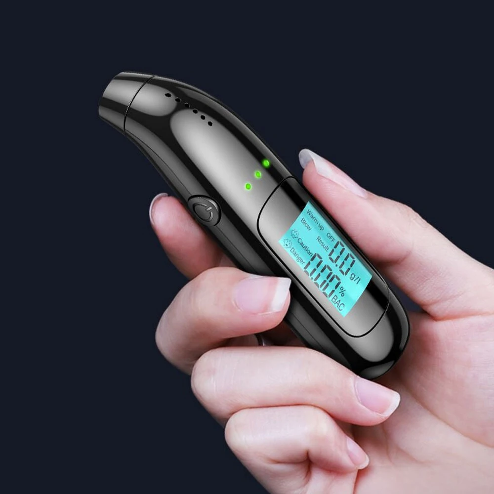 Alcohol Tester Professional Breathalyzer with Digital LCD Screen 3 Color Indicator Portable