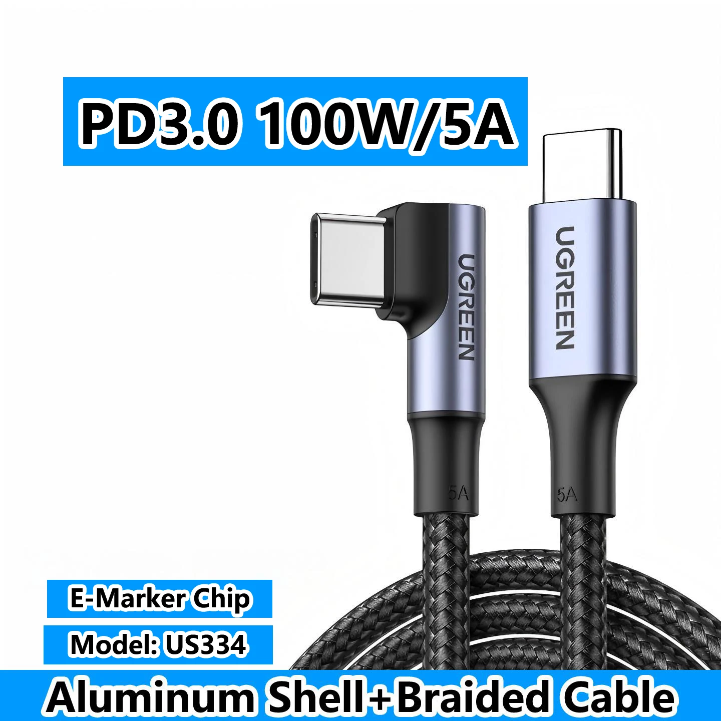 Premium UGREEN USB-C Fast Charging and Data Cable - Nylon Braided, Various Lengths