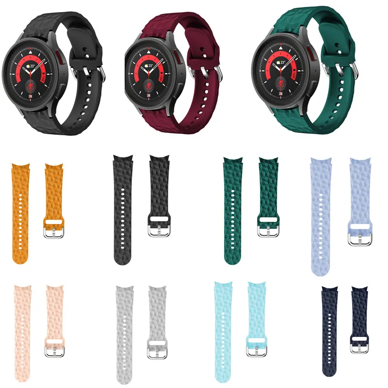 Cinturino Per Orologio In Silicone Rombo Moda 20Mm Per Samsung Galaxy Watch5 Pro 45Mm Cinturino Di Ricambio Intelligente Watch5 40Mm 41Mm Watch4