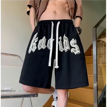 oversized shorts men american vintage deformed letter print shorts fashion brand high street loose couple basketball short pants