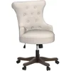 Home Office Chair Adjustable Height Swivel Chair with Wheels Linen Fabric Upholstered Computer Desk Chair with Wooden Legs 2