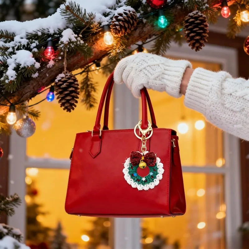 Festive Christmas Keychain Set -Cute Stocking Stuffers Bag Charms for Women,Tree&Handbag Decor Gifts for Friends/Daughter/Sister