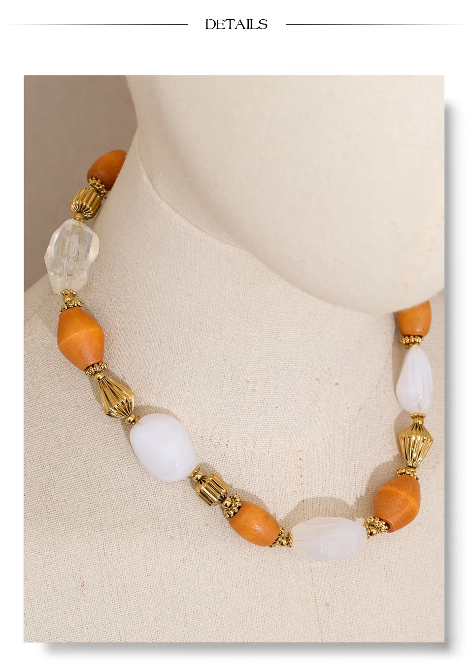 Yhpup Wasserdichte Handgefertigte Schmuck-Halskette mit Harz- und Holzperlen, Statement-Kette, Modische 2026 Halskette, Schmuckzubehör – Detail 10