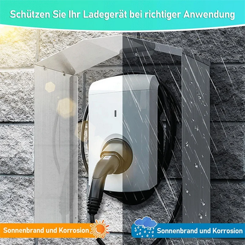 1Set Wallbox Weather Protection Stainless Steel Protective Roof Fit For Electric Car Charging Station