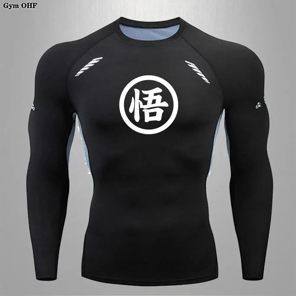Goku Print Compression Shirts For Men Gym Workout Jogging Fitness Undershirts Base Layer Quick Dry Aerobic Exercise Men Tops