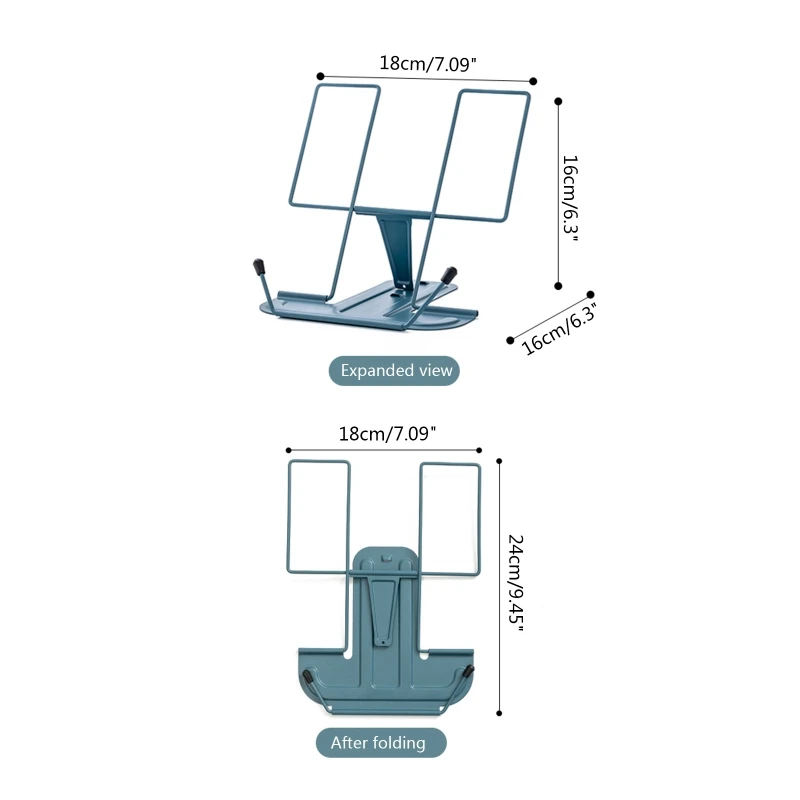 Adjustable Desk Book Stand Cookbook Holder Portable Bookrest Non-slip Page Clips Dropship