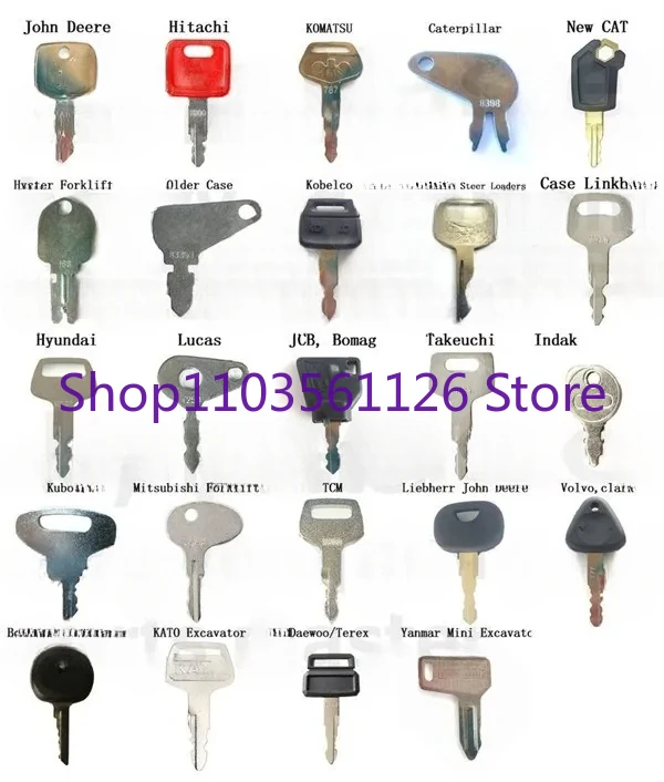24 Keys Heavy Equipment Construction Ignition Key Set For Komatsu Hyster Case JLG Rollers Forklift Excavator Dozer Backhoe