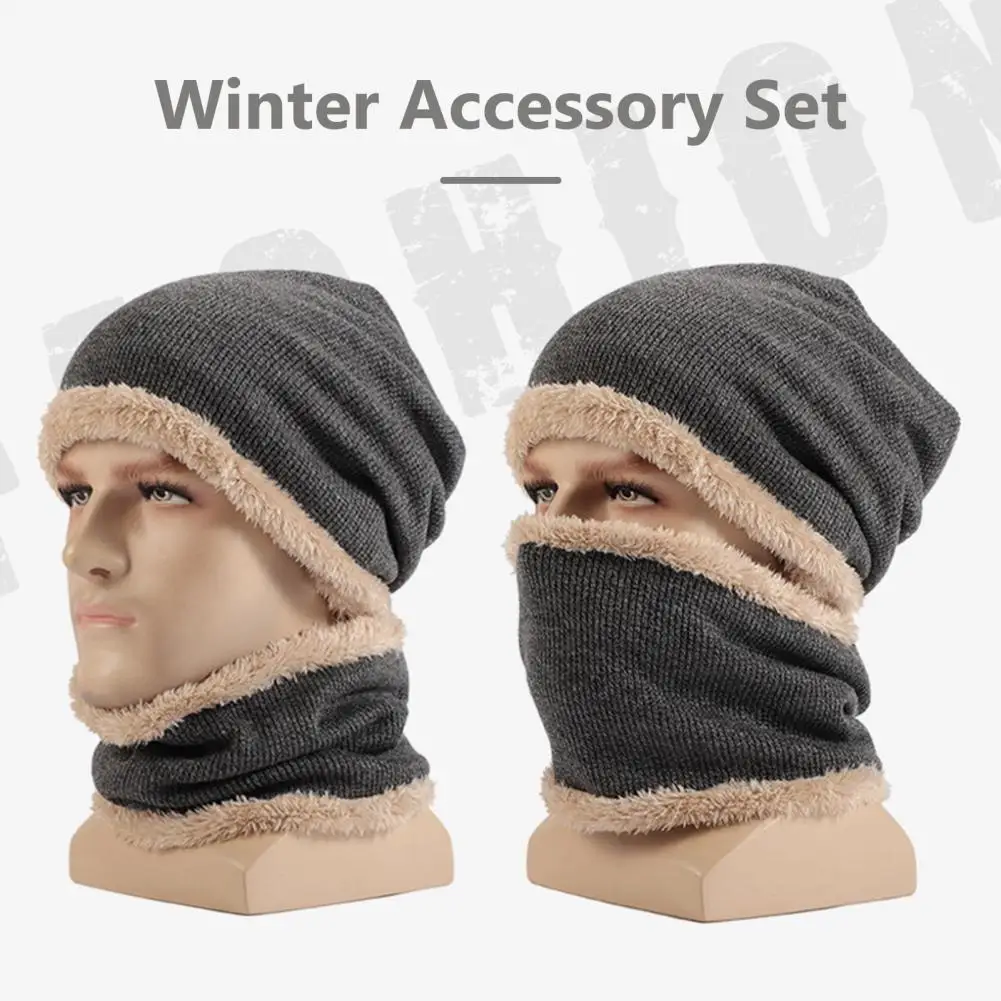 

Knitted Hat Warm Plush Hat Scarf Set with Windproof Neck Protection Cozy Baggy Faux Fur Dome for Cycling Outdoor Activities Cozy