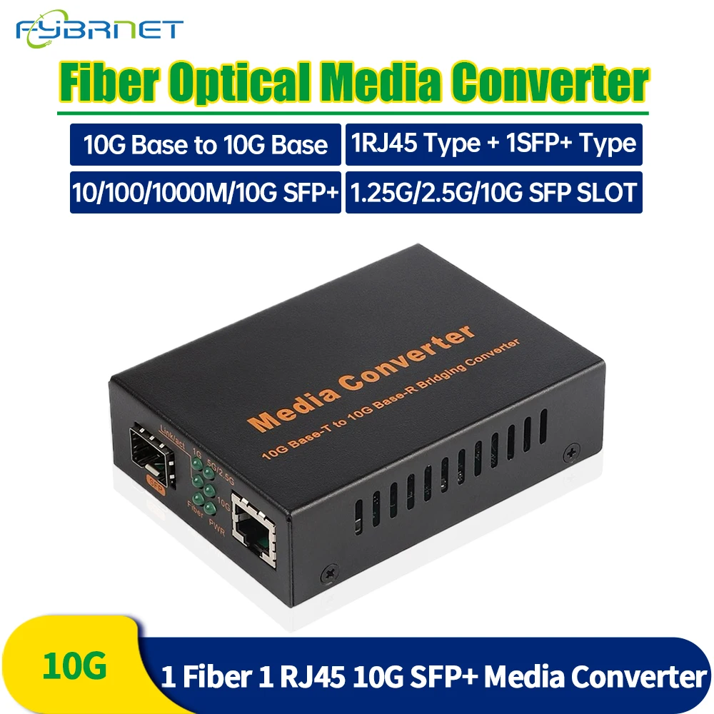 10Gtek [x2 pcs]Gigabit Ethernet Media Converter, SC Monomodale, 10/100/1000M RJ45 a 1000Base-LX