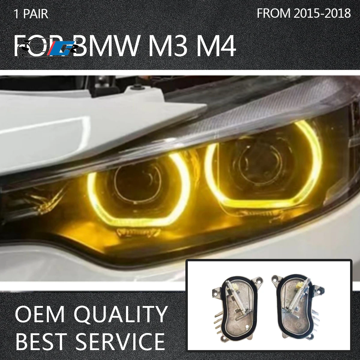 

Yellow Lemon DRL For 2018 2019 2020 BMW M4 M3 F80 F82 F32 F34 F36 LED Headlight Non-Adaptive Angel Eyes Daytime Runing Light