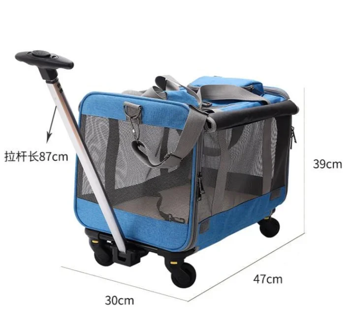 Portable Pet Carrier with Wheels, Double Compartment Cat Carrier for 2 Large Cats, Rolling Cat for Two Cats,Pet Carrier.