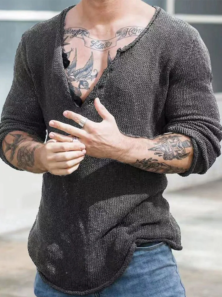 

Men Long Sleeve Knitted Pullover Sweater