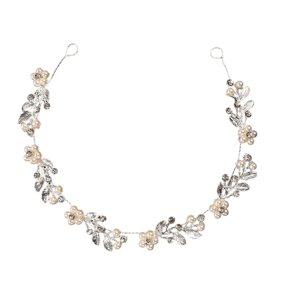 Hair Band Soft Chain Gold Pearl Rhinestone Flower Shape Headdress Hair