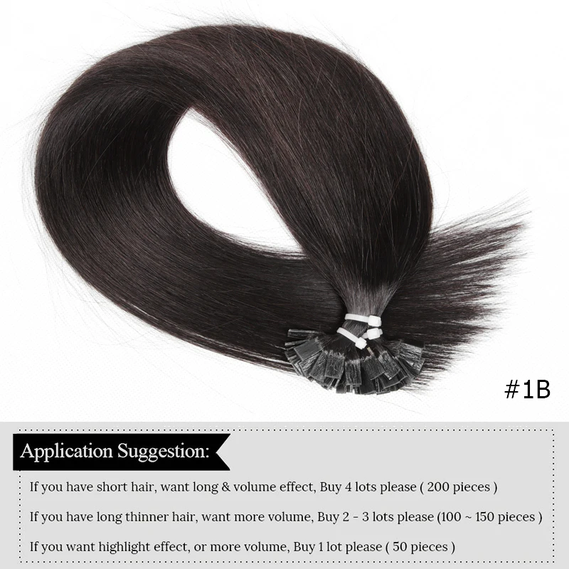 플랫 팁 케라틴 인간의 머리카락 확장 핫 퓨전 헤어 1x0.8cm 이탈리아어 프리 본드 14-24 인치 1B 브라운 블론드 실버