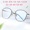 Metal Anti-blue Light Computer Glasses Women Men 1.56 Aspherical Myopia Lens Prescription Eyeglasses 0 -0.5 -0.75 -1.0 To -6.0 1