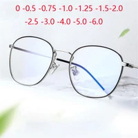Metal Anti-blue Light Computer Glasses Women Men 1.56 Aspherical Myopia Lens Prescription Eyeglasses 0 -0.5 -0.75 -1.0 To -6.0 1