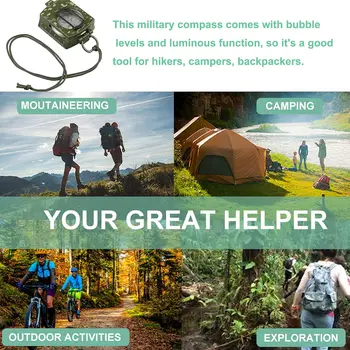 VINTEAM Compass, Military, Waterproof, Sighting, Bubble Levels, Carrying Bag, for Hiking, Camping, Climbing, Biking. 2