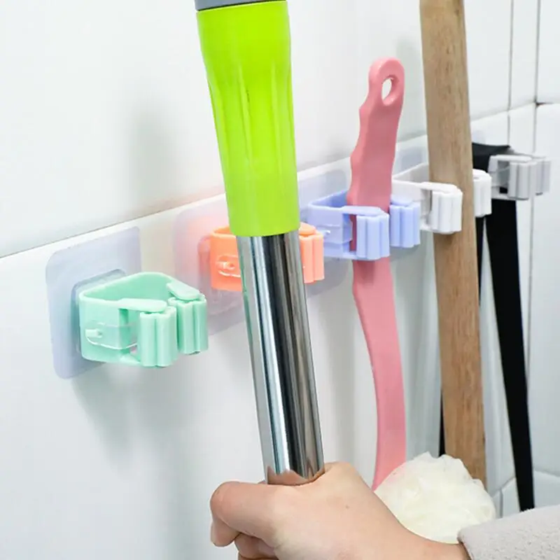 Multi-Purpose Mop Holder Hook Storage Organizer Brush Broom Support Hanger Self-Adhesiv For Kitchen Bathroom Wall multifunctional hooks mop & broom holder mop storage rack