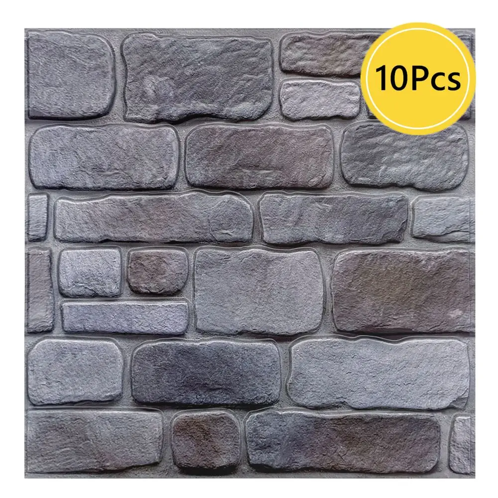 10 Uds. Panel de pared de piel y pegar de piedra sintética 3D, protector contra salpicaduras de azulejo de cocina autoadhesivo, pegatina de pared 3D, pegatina de azulejo 30cm x 30 cm