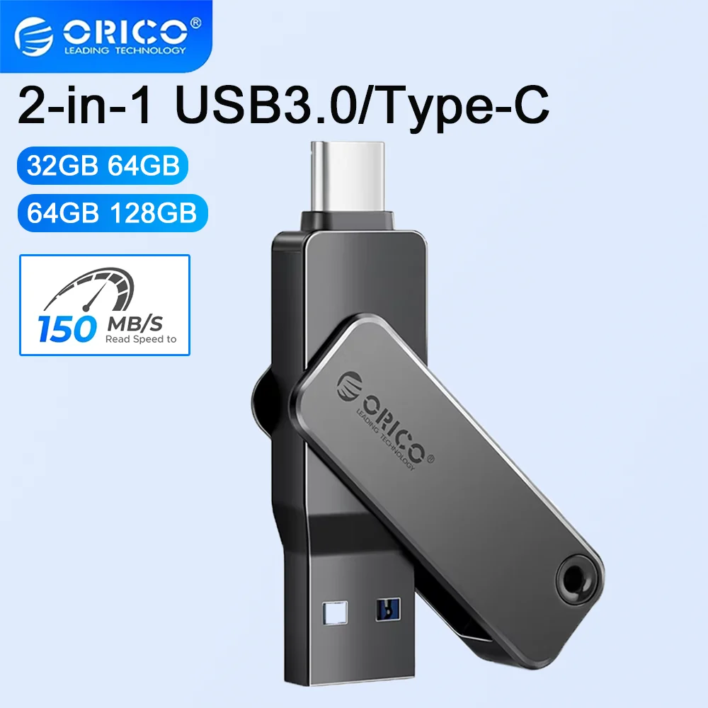 ORICO 2 in 1 플래시 드라이브 256GB 128GB 64GB 32GB 고속 펜..
