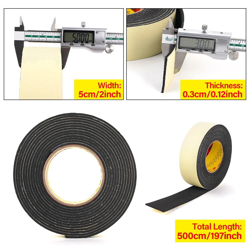 5M EVA Single Sided Tape Rubber Sponge Door Window Seal Strip Waterproof Soundproof Self Adhesive Anti-collision Pad Black