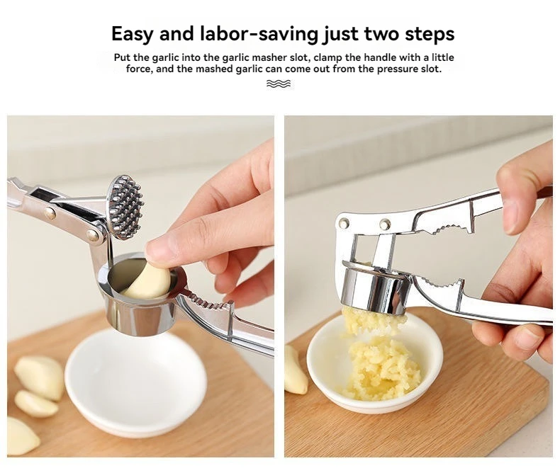 Garlic Press Anti-Skid Thickened Garlic Clip Multifunctional Zinc Alloy Stainless Steel Manual Pull Type Garlic Punch